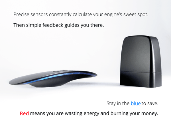 GOFAR dongle and Ray with blue light meaning you are saving fuel