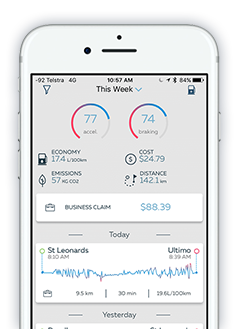 GOFAR mileage tracker app on a white smartphone screen
