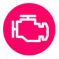 white and pink check engine icon
