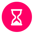 white and pink hour glass icon
