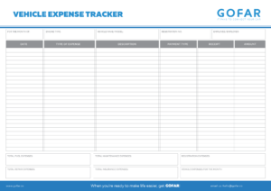 vehicle expense tracker template in lanscape form