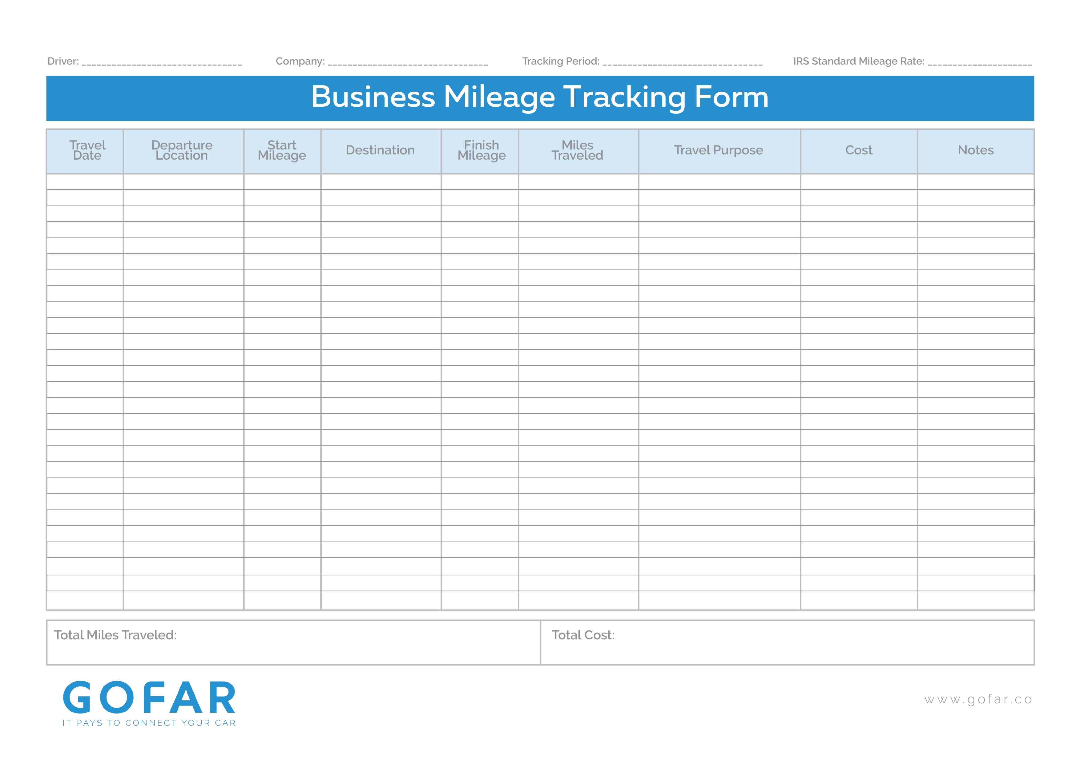 Mileage Tracker Sheet Printable Mileage Log Templates 12+ Best Documents Free Download