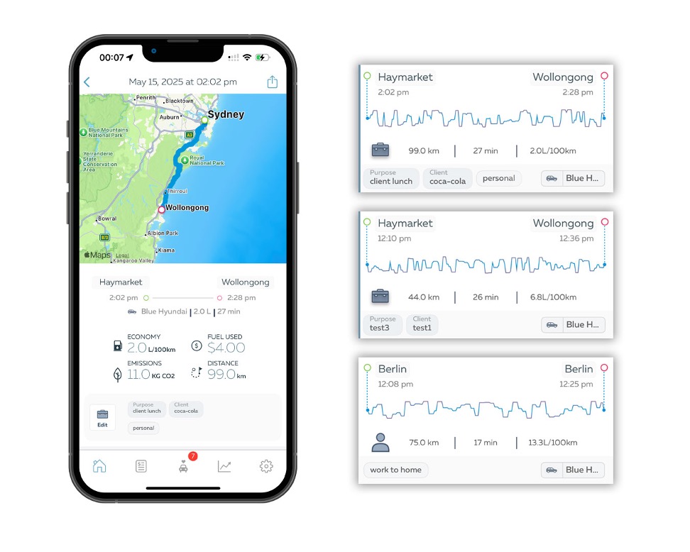 GOFAR App Preview with trip logging